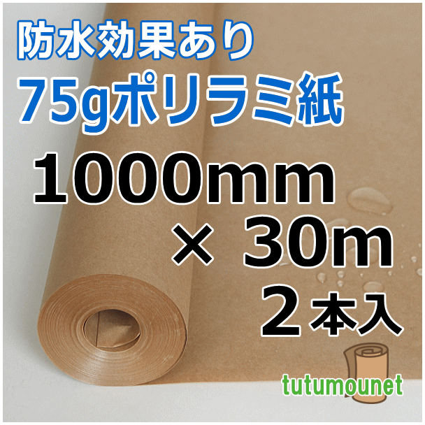  ロール巻紙｜75gポリラミ紙｜1000mm×30m巻 2本入